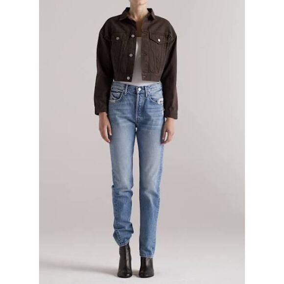 NWT- EDWIN Anthropologie SIA Denim Jacket Java XS Scarlet 80s Cropped Sz:XS $218 - Picture 2 of 8